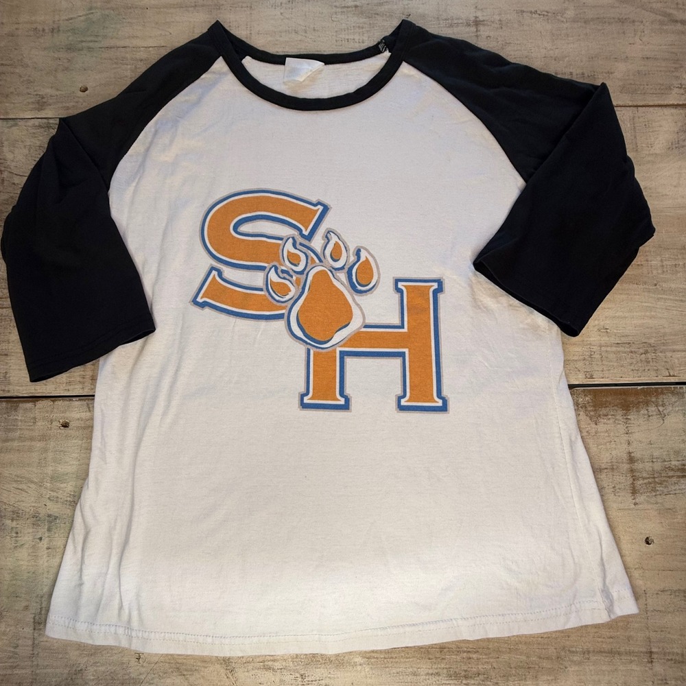 Womens Sam Houston Bearkats Paw Print Raglan T Shirt Size Large EUC